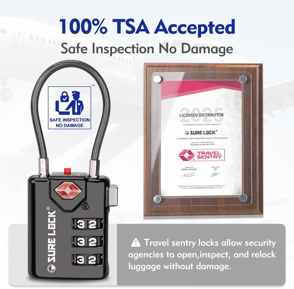 TSA-Approved Combination Luggage Lock Set