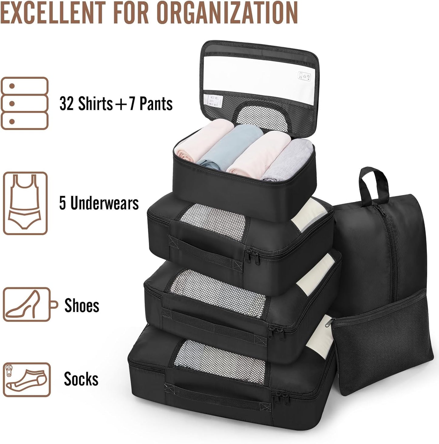 10-Piece Packing Cubes with Laundry Bag
