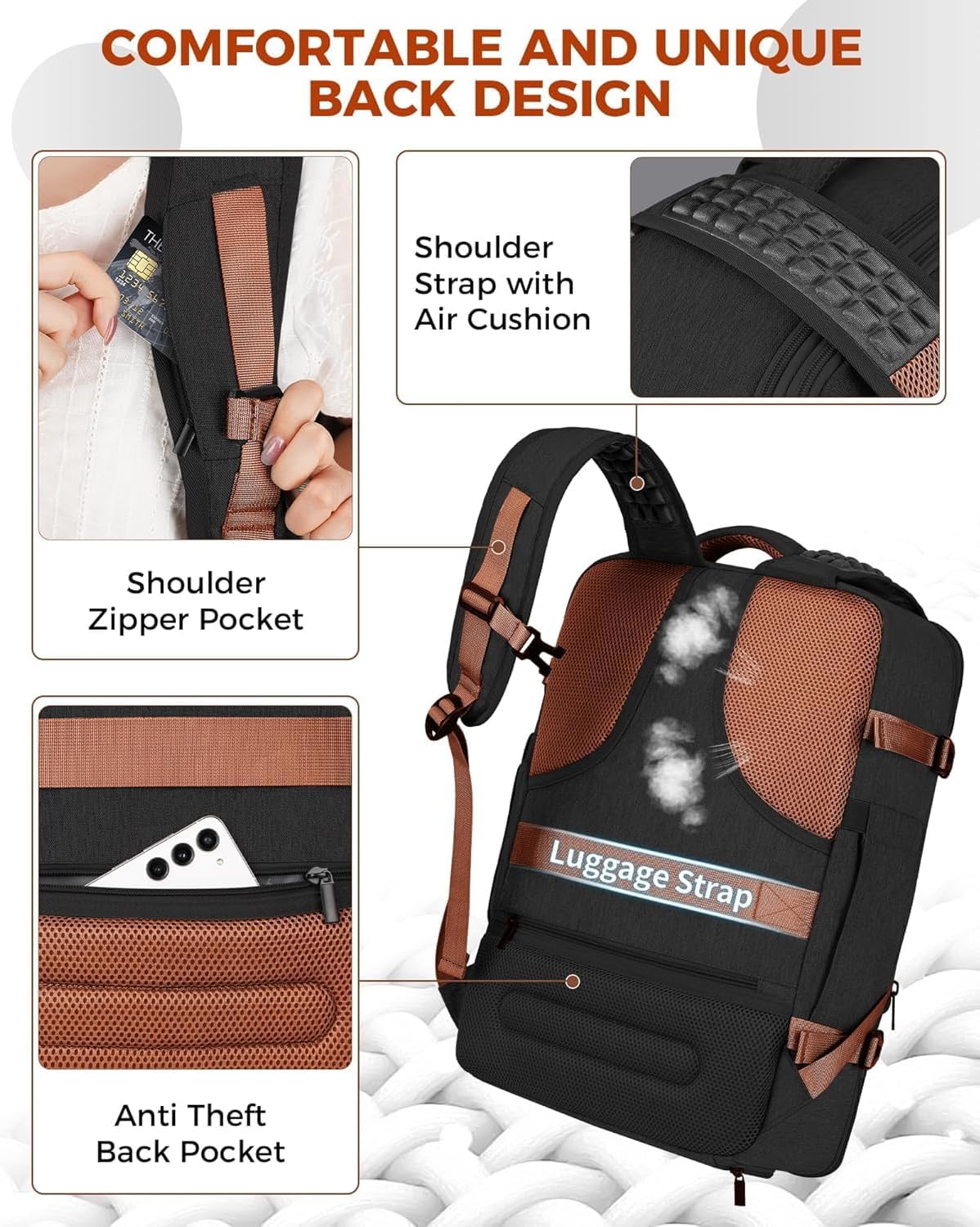 40L Anti-Theft Weekender Travel Backpack