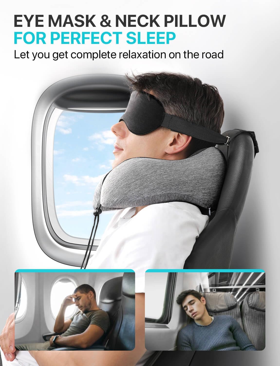 Travel Neck Pillow with Sleep Mask Kit