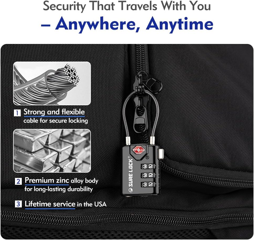 TSA-Approved Combination Luggage Lock Set