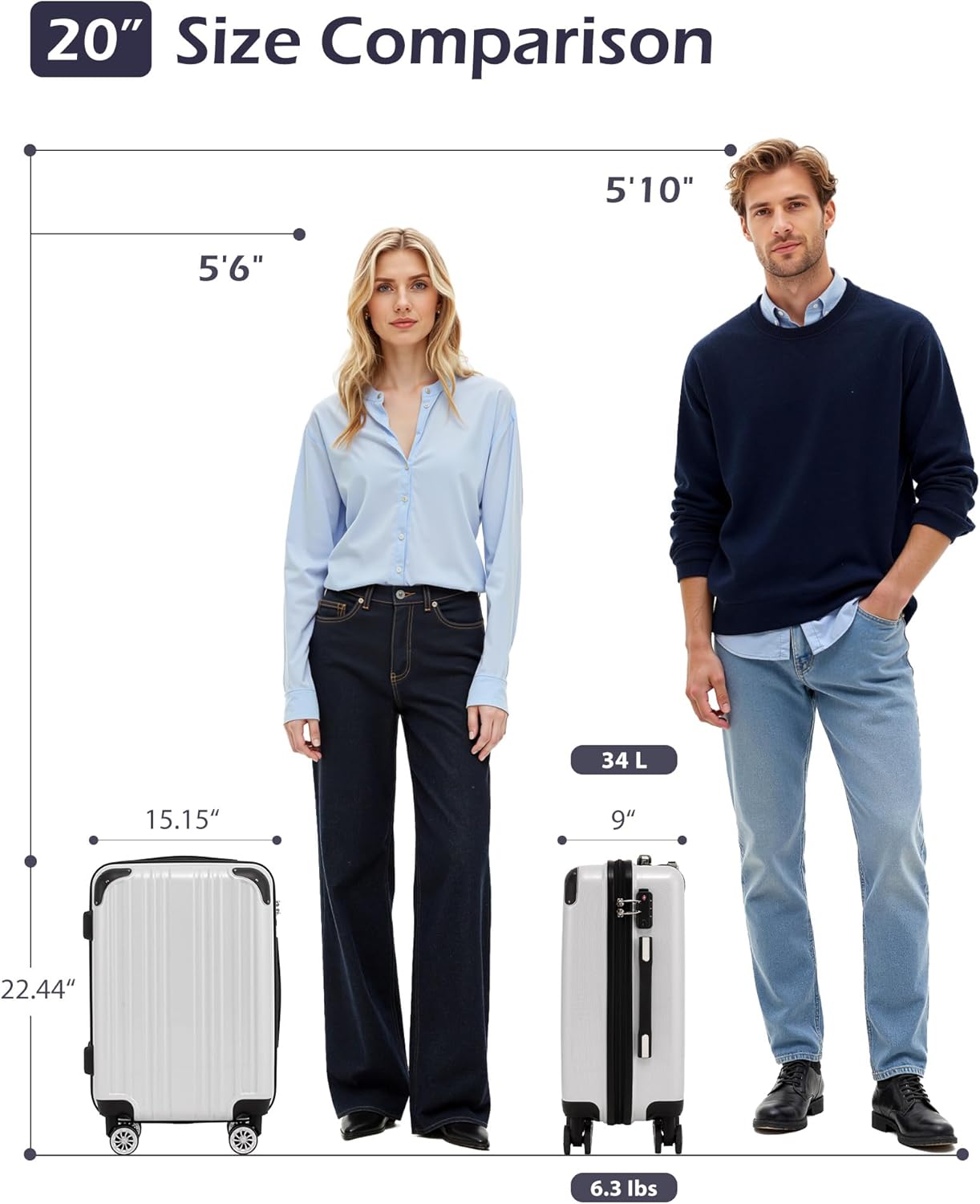 Expandable Carry-On Suitcase with TSA Lock