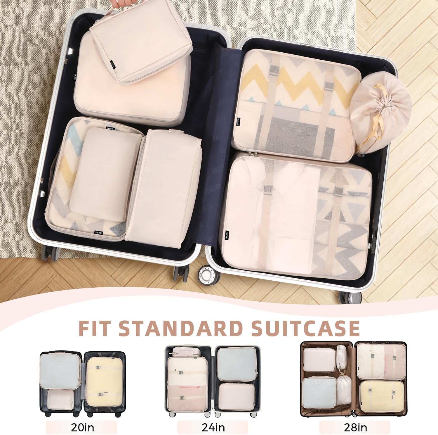 8-Piece Packing Cubes Luggage Organizer