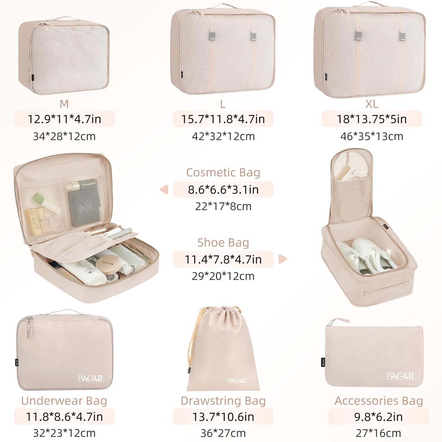 8-Piece Packing Cubes Luggage Organizer