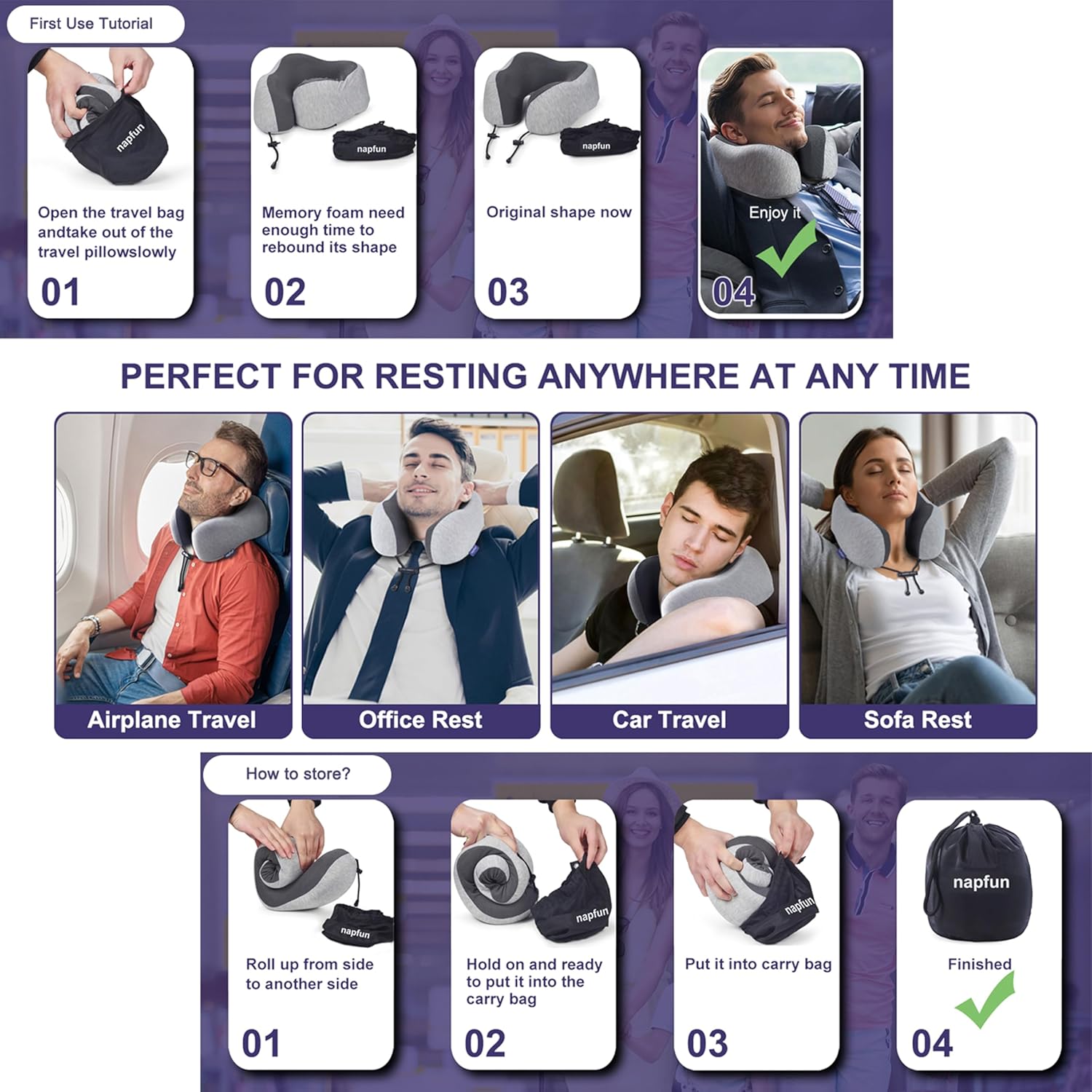 Memory Foam Travel Neck Pillow
