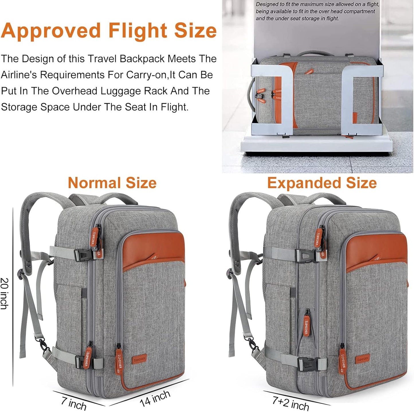 40L Expandable Travel Backpack with Packing Cubes