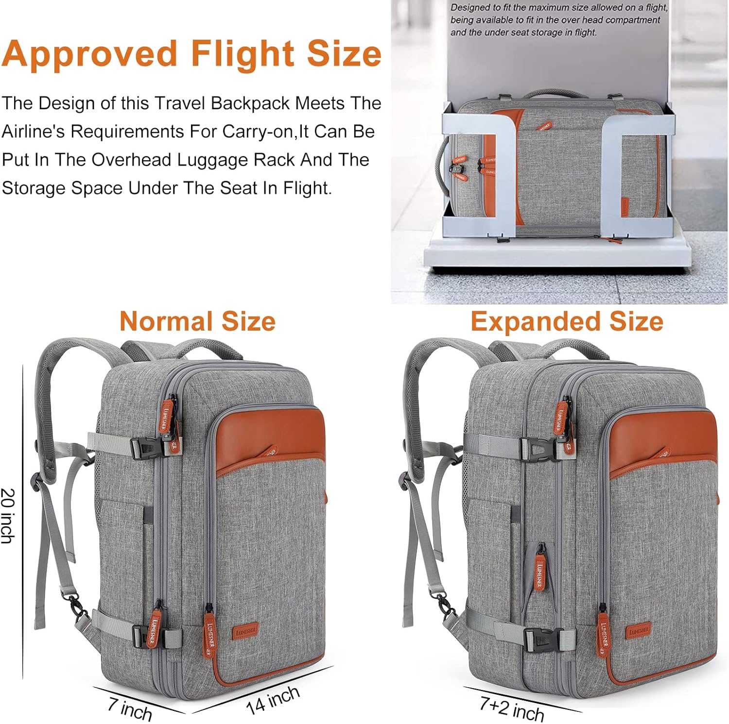 40L Expandable Travel Backpack with Packing Cubes