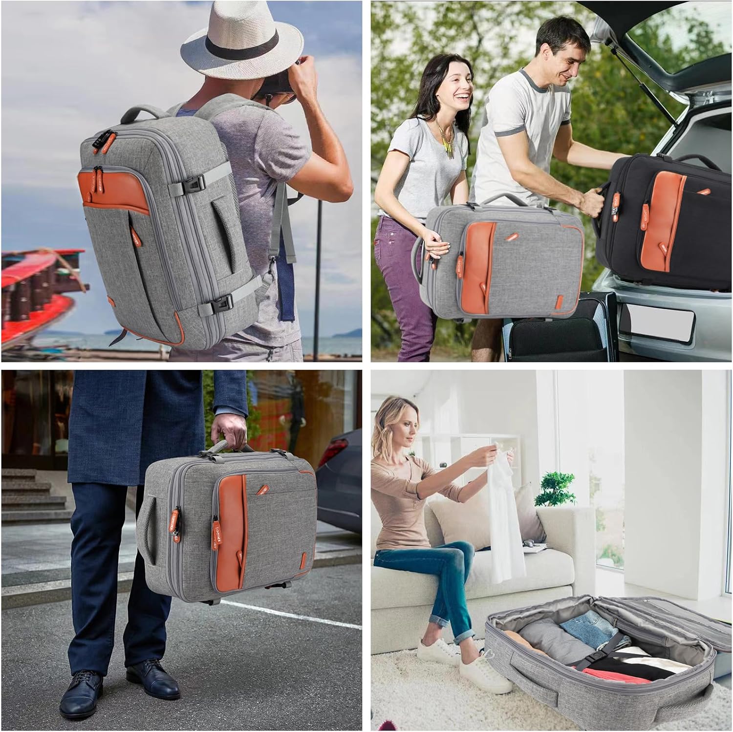 40L Expandable Travel Backpack with Packing Cubes