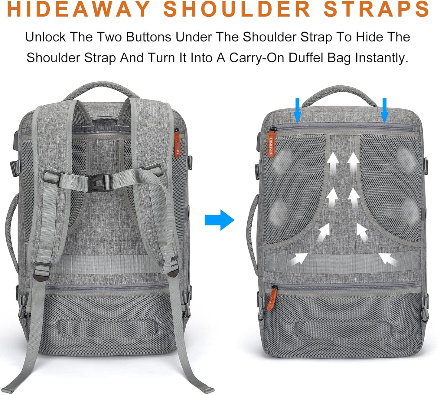 40L Expandable Travel Backpack with Packing Cubes