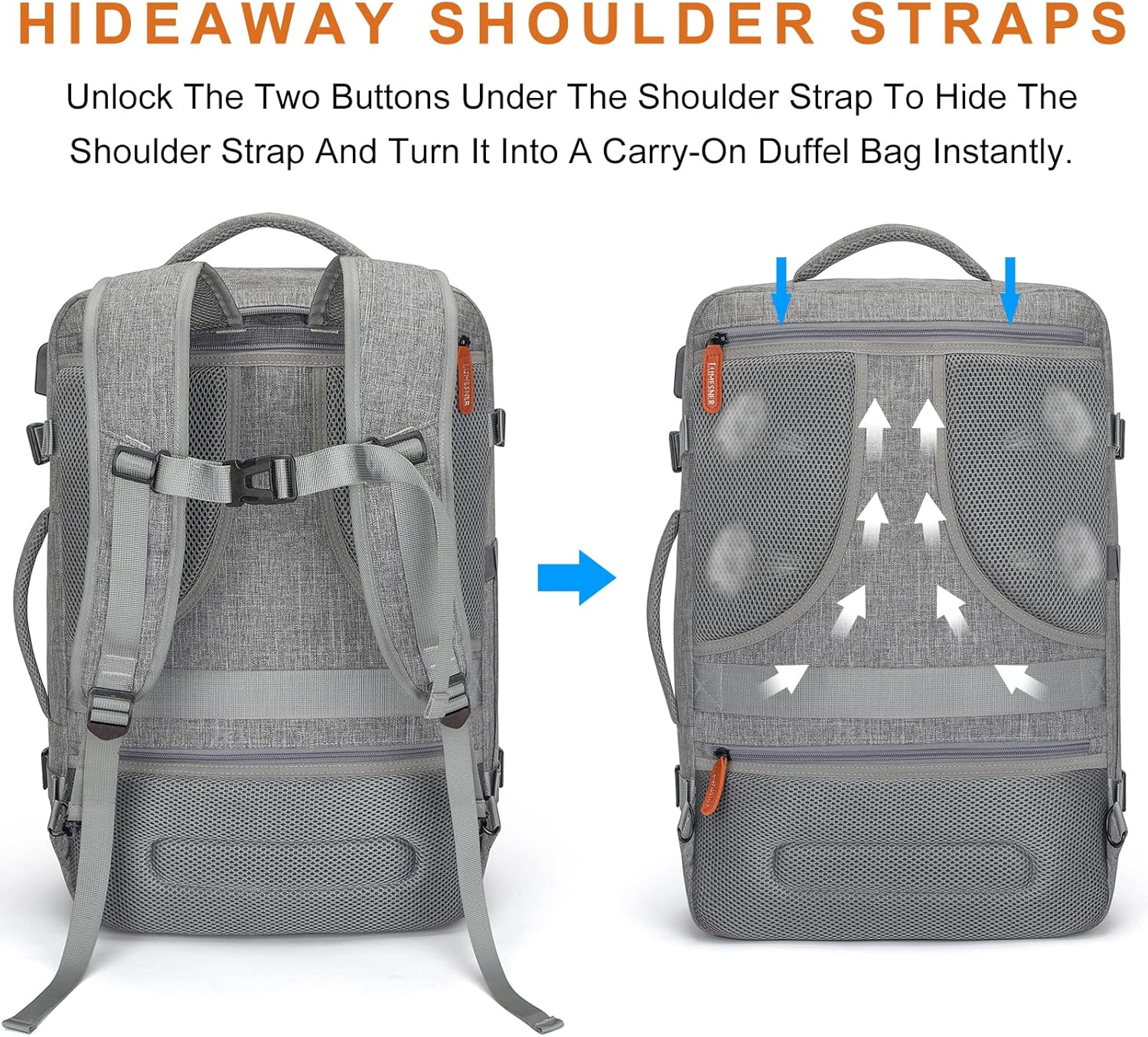 40L Expandable Travel Backpack with Packing Cubes