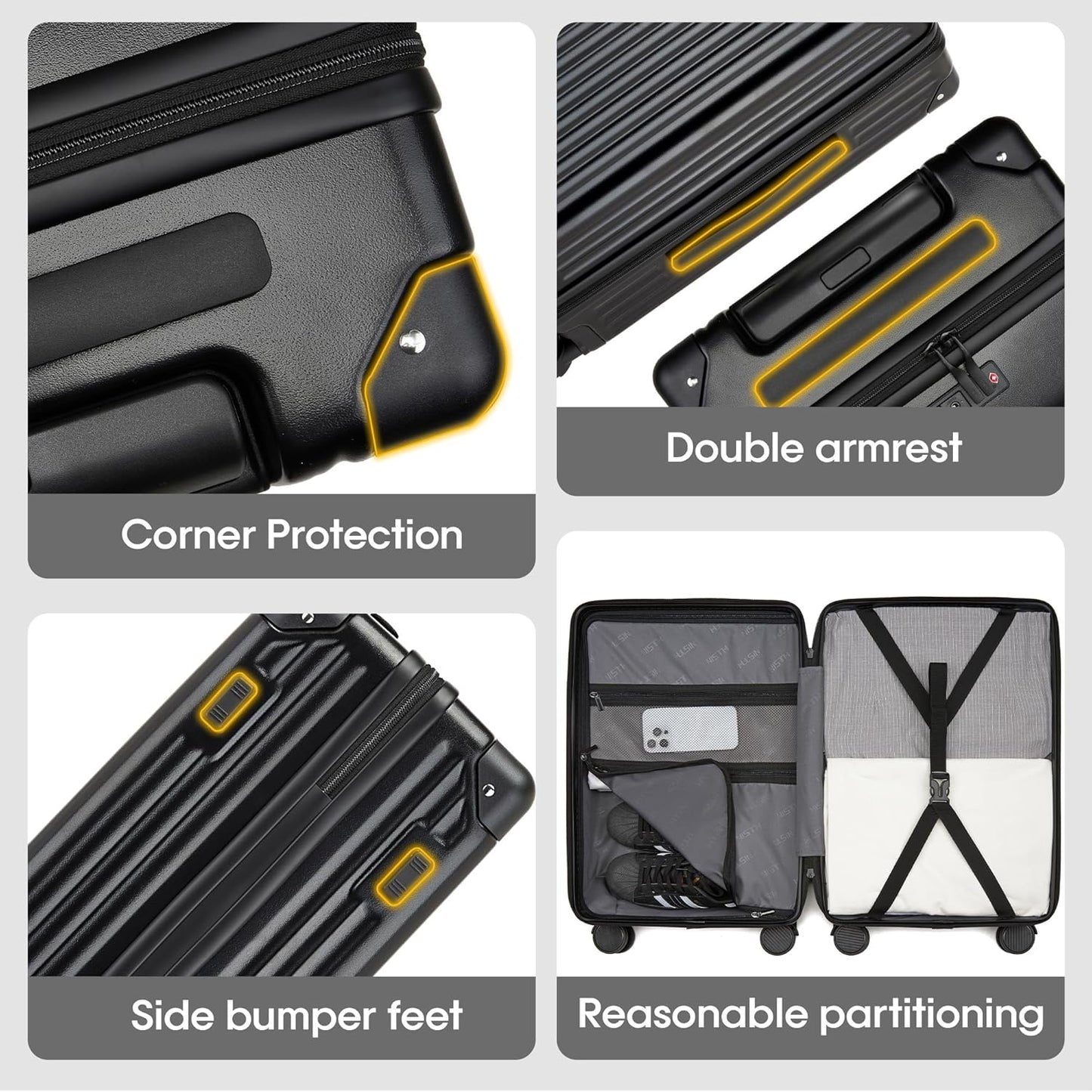 20" Hardside Carry-On with 8 Spinner Wheels