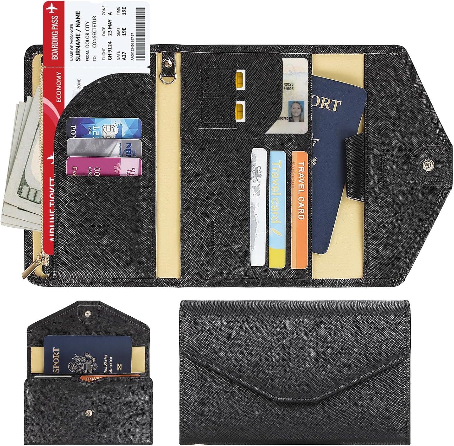 RFID Blocking Travel Passport Wallet Organizer