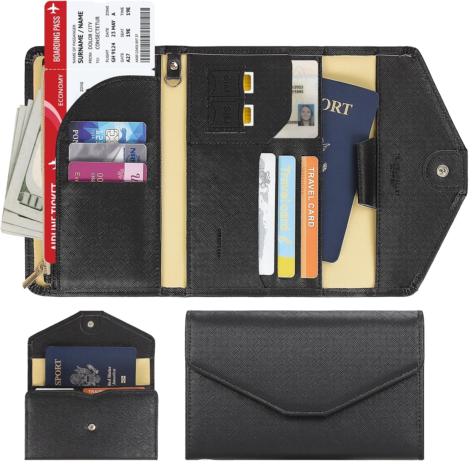 RFID Blocking Travel Passport Wallet Organizer