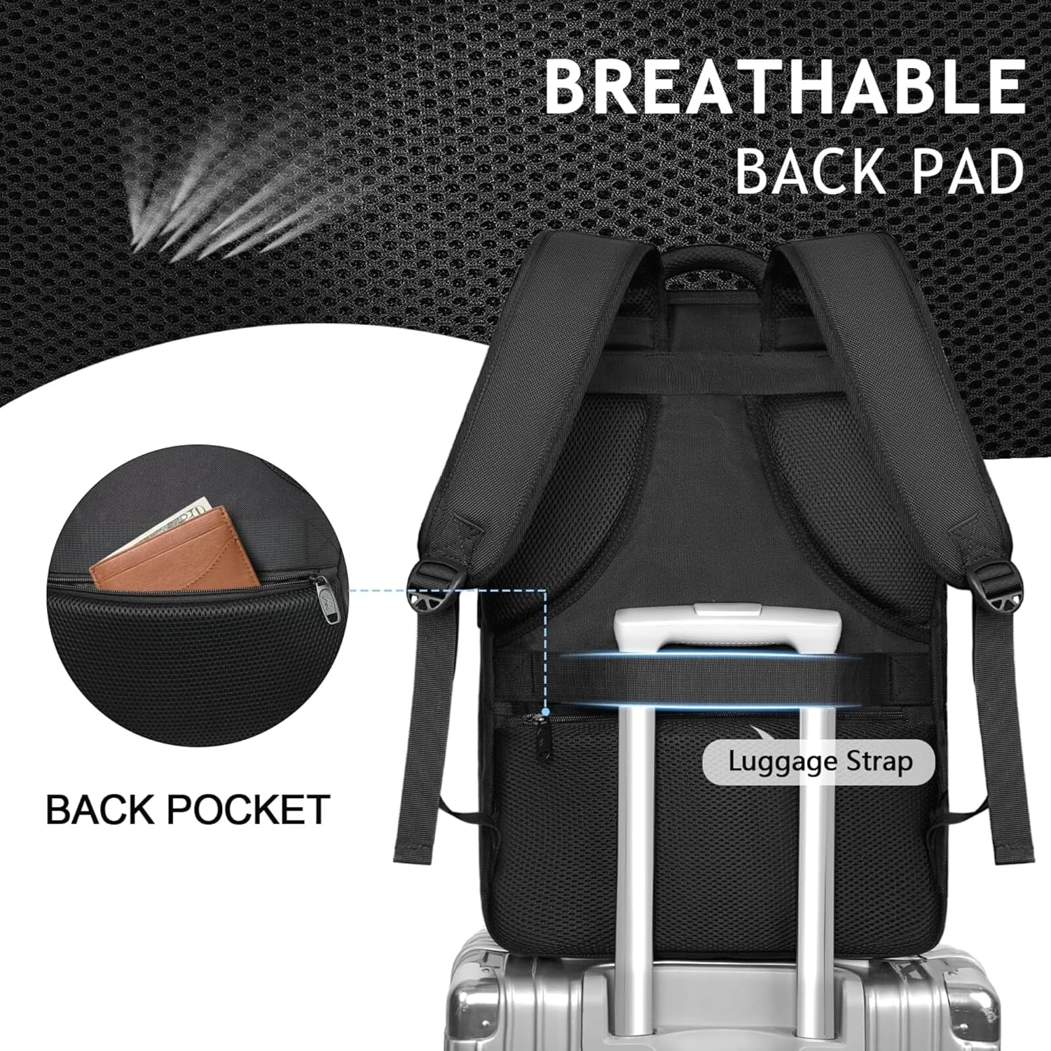 40L Carry-On Travel Backpack with USB Port