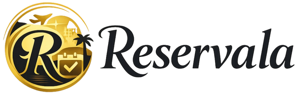 Reservala logo with a gold emblem on a white background