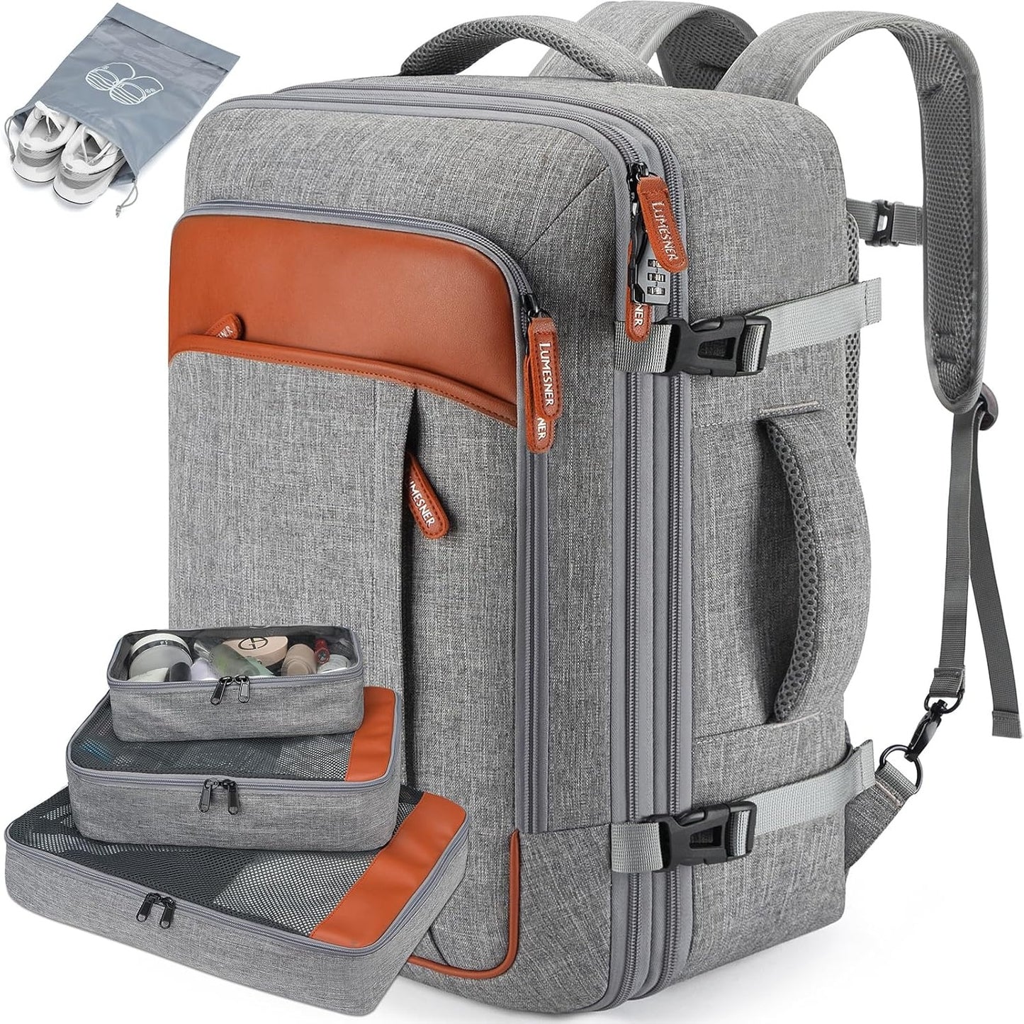 40L Expandable Travel Backpack with Packing Cubes